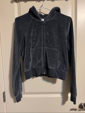 TNA Charcoal Gray Velour Zip Hoodie